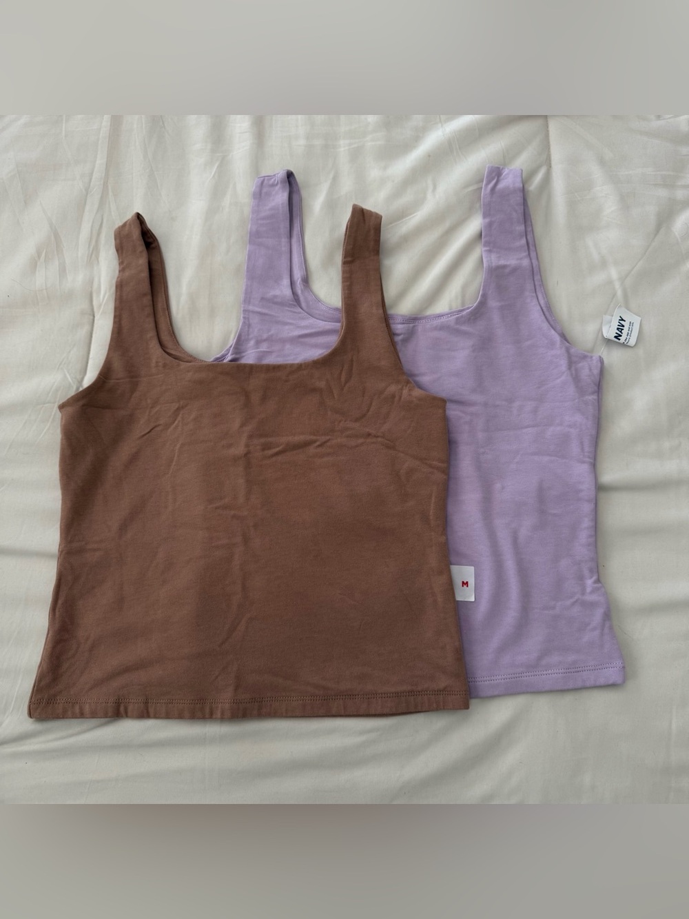 Old Navy Brown and Lavender Scoop Neck Tank Tops - Women